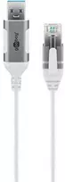 Goobay 74377, USB 3.0 A tipo, RJ45, 1 m, baltas