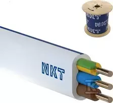 Nkt Silezijos kabelis YDYp 3x1,5 mm2 plokščias instaliacinis kabelis 450/750V baltas, išvyniojamas ant būgno 172152001S0500