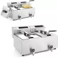 Hendi Mastercook skaitmeninė skydinė gruzdintuvė su čiaupu 2x8L 2x3500W