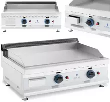 Royal Catering Dvigubas lygus reguliuojamas nerūdijančio plieno dujinis grilis gamtinėms dujoms 2x 3,1 kW 0,02 baro 74,5 x 40 cm