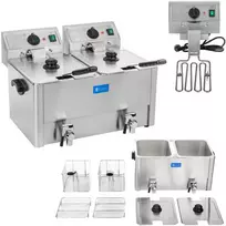 Royal Catering Gruzdintuvė elektrinis dvivietis su išleidimo čiaupais termostatas EGO 2x8L