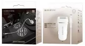 Įkroviklis automobilinis BOROFONE BZ2 Dual USB + microUSB laidas 12W (5V 2.4A) baltas