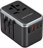 Vention FJFB0 GaN 2xUSB-C 2xUSB-A universalus kelioninis adapteris 65W (juodas)
