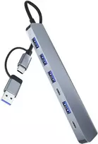 Avernus USB Šakotuvas Hub 7in1 USB A / USB C į USB 3.0 / 4 x USB 2.0 / USB C DC x 2