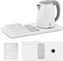 Royal Catering Viešbučio pasveikinimo rinkinys, elektrinis virdulys su padėklu, 1,2 l, 1800 W, baltas