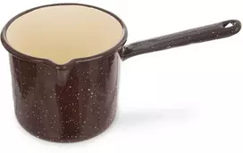 EMALINIS PUODAS 1,2L, RUDAS, SU RANKENE