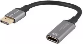 ADAPTER DISPLAYPORT(M)->HDMI(F) 4K NA KABLU 20CM Sidabrinis LANBERG