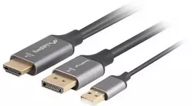 Lanberg kabelis HDMI(M) - DisplayPort(M) 1m 4K juoda