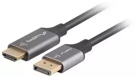 Lanberg Lanberg Displayport (M) -> HDMI (M) 1,8M 4K juodo sidabro adapterio laidas