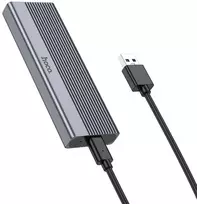 Korpusas Hoco M.2 SATA SSD diskams M raktas B+M raktas iki 4TB USB A USB3.2 / 6GBps HB47 metalinis pilkas