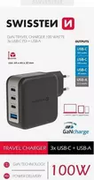 „Swissten“ kelioninis įkroviklis GaN 3x USB-C PD 100W / USB-A 18W QC
