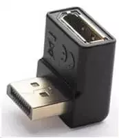 „Premiumcord DisplayPort 1.2“ žemyn lenktas adapteris 90°, kištukinis / moteriškas, auksiniu dengtos jungtys