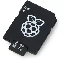 Raspberry Micro SD atminties kortelė 64GB 100MB/s A2 klasė su Raspberry Pi OS – su adapteriu ir dėklu