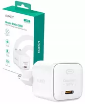 Aukey GaN, USB-C, PD 30W, balta