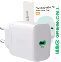 Green Cell Žalias Cell Greencell PowerSource Solo30 Ladegerät USB C baltas maitinimo adapteris 30W maitinimo tiekimas