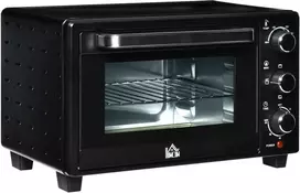 Gruzdintuvė HOMCOM Mini orkaitė 21L, 3 kepimo režimai, 100°C-230°C, 1400W, nerūdijantis plienas ir stiklas, juoda+sidabrinė, 46,4x38x28,5cm