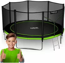 13 pėdų / 404 cm sodo batutas su lauko tinklu ir kopėčiomis „Neo-Sport“