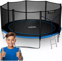14 pėdų / 435 cm sodo batutas su lauko tinklu ir kopėčiomis „Neo-Sport“