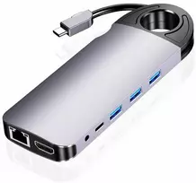 Spacetronik Kelių prievadų SPU-M01 USB-C HDMI VGA RJ45 USB 3.0 SD
