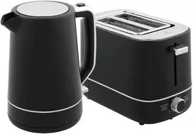 HOMCOM virdulio ir skrudintuvo rinkinys, 2200 W, 1,7 l virdulys, 2 riekelių skrudintuvas, 6 skrudinimo lygiai, pašildymo ir atitirpinimo funkcijos, pusryčių komplektas su kalkių filtru ir trupinių padėklu, juodas