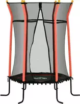 HOMCOM vaikiškas batutas Ø163,5 cm, uždaras batutas su apsauginiu tinklu, gumine virve, vaikiškas batutas iki 50 kg, skirtas 3-10 metų vaikams, raudonos spalvos