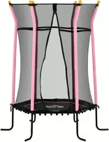 HOMCOM vaikiškas batutas Ø163,5 cm, batutas su apsauginiu tinklu, kraštų apsauga, sodo batutas 3-10 metų vaikams, maks. apkrova 50 kg, rožinės spalvos