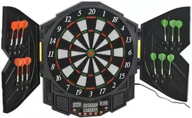 Homcom Elektroninė smiginio lenta Smiginio lenta su durelėmis ir 4 LED 216 žaidimų 12 strėlių iki 8 žaidėjų ABS + PP 49 x 54,6 x 5,5 cm