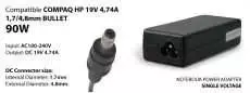 Nešiojamo kompiuterio įkroviklis HP 19V, 4.74A 1.7/4.8mm 90W, HTL, NBP17