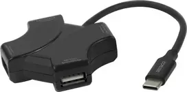 USB-C šakotuvas DELTACO, 4x USB-A 480Mbps, juodas / USBC-HUB205 / 1902570