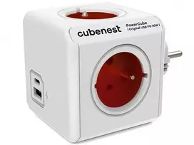 „Cubenest“ – „PowerCube“, 0,1 m, originalus USB PD 20 W, A+C, raudonas, POWERCUBE, 4 lizdai, USB A+C, maitinimo tiekimas 20 W