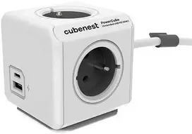 Cubenest - Powercube, 1,5 m, išplėstinis USB PD 20 W, A+C, pilkas, POWERCUBE, 4 lizdai, USB A+C, maitinimo tiekimas 20 W