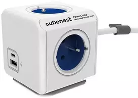 Cubenest – PowerCube, 1,5 m, išplėstinis USB PD 20 W A+C, mėlynas, POWERCUBE, 4 lizdai, USB A+C, maitinimo tiekimas 20 W