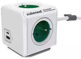 Cubenest – PowerCube, 1,5 m, išplėstinis USB PD20W, A+C, žalias, POWERCUBE, 4 lizdai, USB A+C, maitinimo tiekimas 20 W