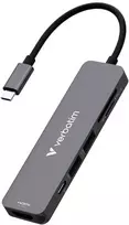 USB Hub Verbatim USB-C/HDMI/USB-A 3.2/USB-A 2.0/SD/Micro SD aliuminio korpusas 32156