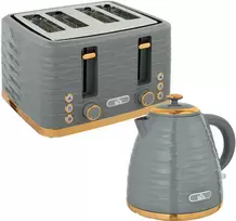 Skrudintuvas HOMCOM virdulio ir skrudintuvo rinkinys, pusryčių komplektas su 1,5 l virduliu, 4 riekelių skrudintuvu, 3000 W, 7 skrudinimo lygiais, atitirpinimo, pašildymo funkcijomis ir trupinių padėklu, „Otter“ termostatas, pilkas