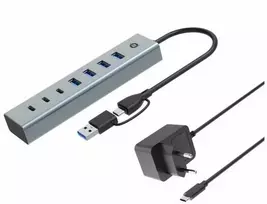 Carruzzo Conceptronic HUBBIES20GP sąsajos šakotuvas USB 3.2 Gen 1 (3.1 Gen 1) Type-C 5000Mbit/ai Pilka