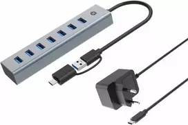 Carruzzo Conceptronic HUBBIES21GP sąsajos šakotuvas USB 3.2 Gen 1 (3.1 Gen 1) Type-A 5000Mbit/ai Pilka