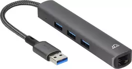 Bluecloud USB-A šakotuvas su gigabito eternetu, 4 prievadai