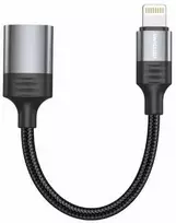 SWISSTEN TEXTILE OTG adaptér Lightning (M) na USB-A (F) 0.13m juoda