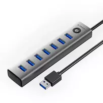 Orico CL7U-U3 hub 7x USB-A 3.0 + USB-C 5V/3A 1m – pilkos spalvos
