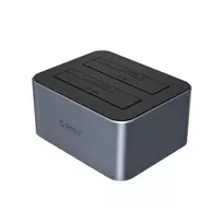 „Orico 6626C3-C-V1“ 2 diskų prijungimo stotelė su neprisijungusio klonavimo funkcija, 2,5 colio / 3,5 colio SATA HDD/SSD – pilkos spalvos