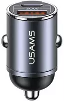 Usams Automobilinis pakrovėjas 30w 1xusb+1xusb-c c38 greito įkrovimo plieno