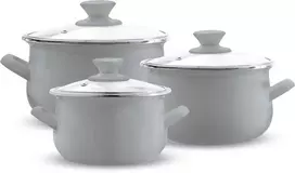 6 emaliuotų puodų rinkinys 16/18/20 cm pilka EMALIA OLKUSZ