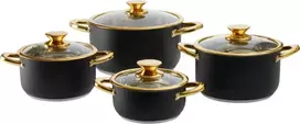 Royal Steel 8 dalių AMBITION nerūdijančio plieno puodų rinkinys