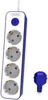 Akcija! PHILIPS pagarinātājs 4 ligzdas balts ar zilu CHP2145U/58