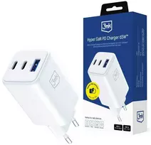 3Mk apsaugos priedai - 3mk Hyper GaN įkroviklis 65W QC4+ PD PPS USB 1A2C Baltas EU