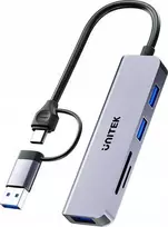 Unitek Hub 5w1 USB-A/C 5Gbps su atminties kortelių skaitytuvu SD i micro SD