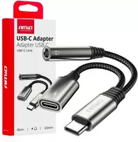 USB-C į USB-C + 3,5 mm Mini Jack (mot.) adapteris 10 cm AMIO-04295