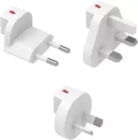 Adapteris kelioninis 4smarts Worldplug do GaN Flex, Hybrid Charger 6in1, FlatPlug Slim (UK, EU, AU) 3 vnt balta
