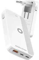 Mobile Origin 65W GaN III plonas įkroviklis su dviguba USB-C jungtimi, vieno USB-A jungtimi, baltas